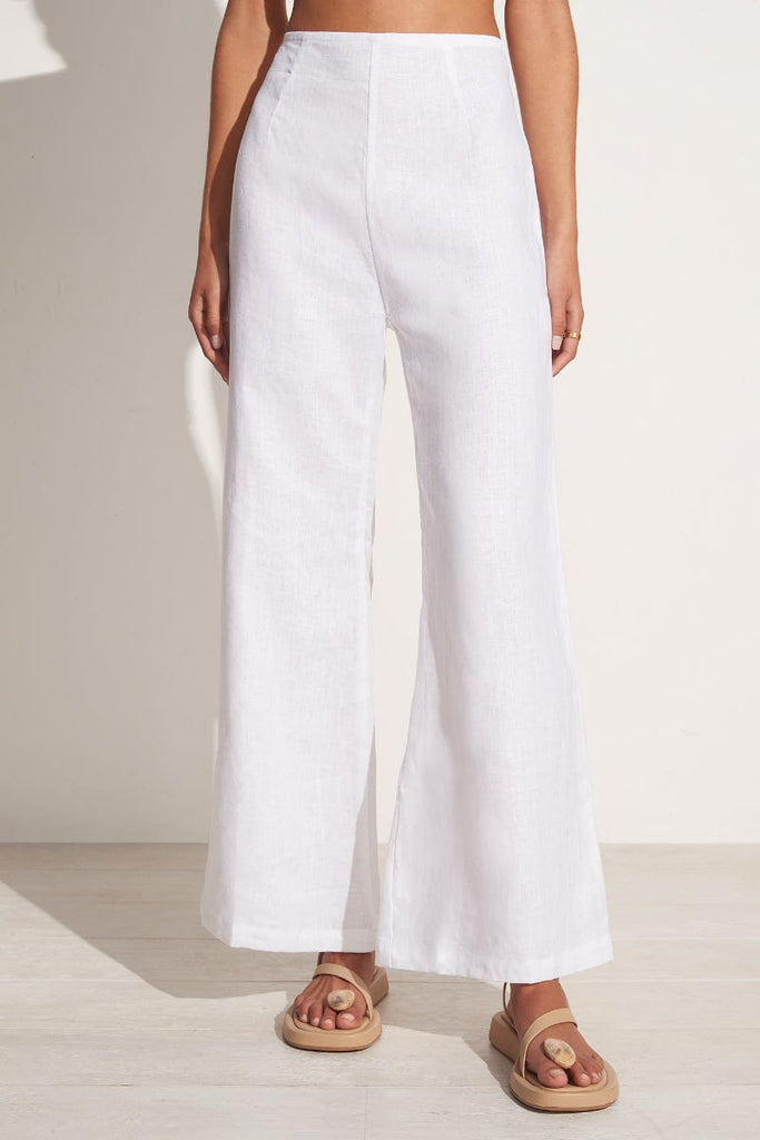 Buy Dharan Linen Straight White Palazzo Pants For Women Online – Okhaistore